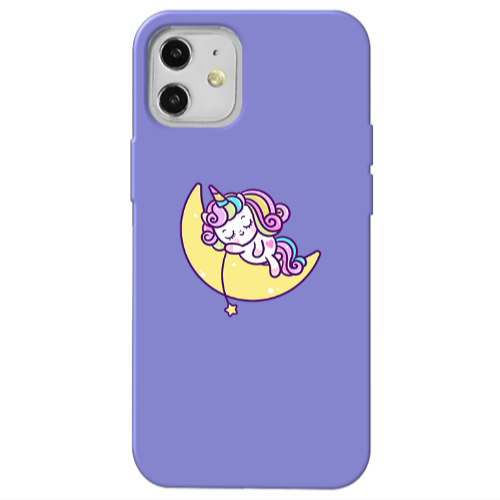 Apple iPhone 12 Sleeping horse Purple Colored Silicone TPU Θήκη