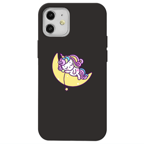 Apple iPhone 12 Sleeping horse Black Colored Silicone TPU Θήκη