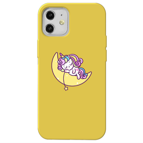 Apple iPhone 12 Sleeping horse Yellow Colored Silicone TPU Θήκη