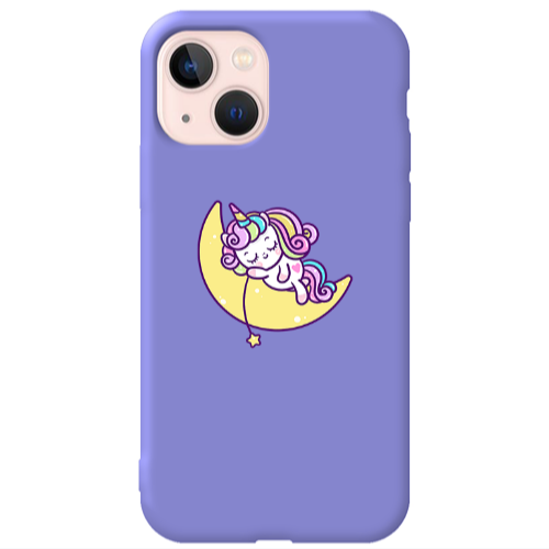 Apple iPhone 13 Sleeping horse Purple Colored Silicone TPU Θήκη