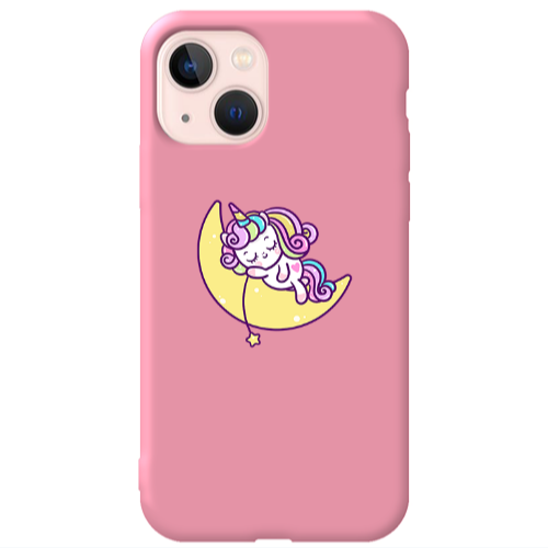 Apple iPhone 13 Sleeping horse Pink Colored Silicone TPU Θήκη