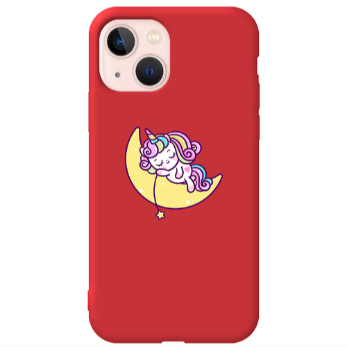 Apple iPhone 13 Sleeping horse Red Colored Silicone TPU Θήκη