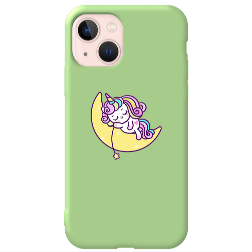 Apple iPhone 13 Sleeping horse Light Green Colored Silicone TPU Θήκη