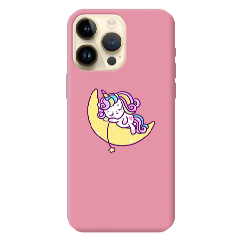 Apple iPhone 13 Pro Max Sleeping horse Pink Colored Silicone TPU Θήκη