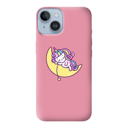 Apple iPhone 14  Sleeping horse Pink Colored Silicone TPU Θήκη
