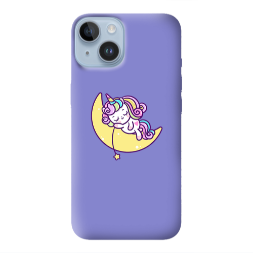 Apple iPhone 14 Plus Sleeping horse Purple Colored Silicone TPU Θήκη