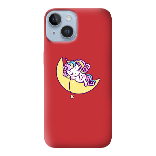 Apple iPhone 14 Plus Sleeping horse Red Colored Silicone TPU Θήκη