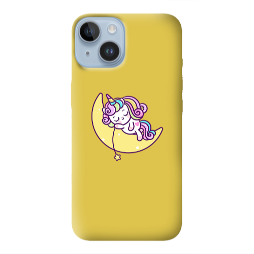 Apple iPhone 14 Plus Sleeping horse Yellow Colored Silicone TPU Θήκη