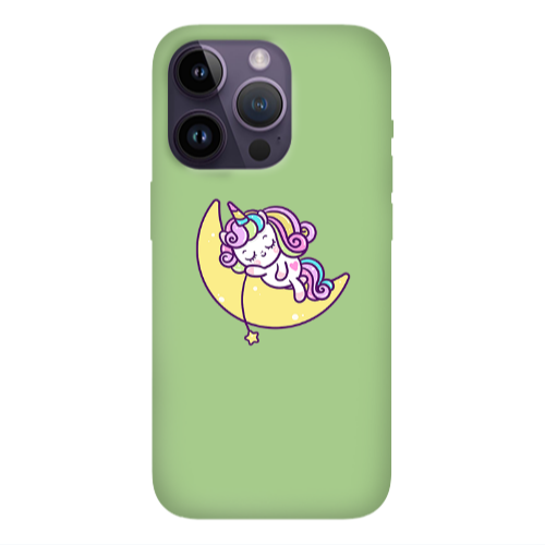 Apple iPhone 14 Pro Max Sleeping horse Light Green Colored Silicone TPU Θήκη