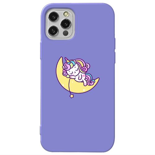 Apple iPhone 12 Pro Sleeping horse Purple Colored Silicone TPU Θήκη