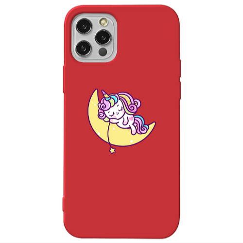 Apple iPhone 12 Pro Sleeping horse Red Colored Silicone TPU Θήκη