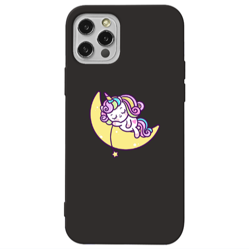 Apple iPhone 12 Pro Max Sleeping horse Black Colored Silicone TPU Θήκη