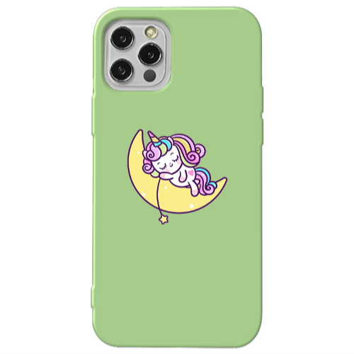 Apple iPhone 12 Pro Max Sleeping horse Light Green Colored Silicone TPU Θήκη