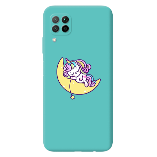 Huawei P40 Lite Sleeping horse Turquoise Colored Silicone TPU Θήκη