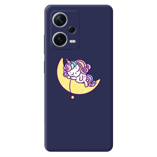 Xiaomi Poco X5 Sleeping horse Dark blue Colored Silicone TPU Θήκη