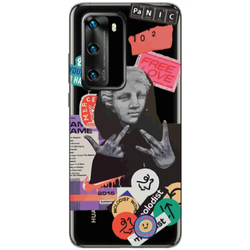 Huawei P40 Free love Transparent Silicone TPU Θήκη