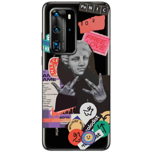 Huawei P40 Pro Free love Transparent Silicone TPU Θήκη