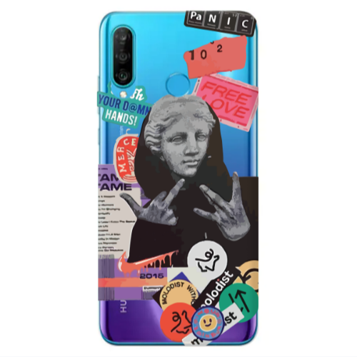 Huawei P30 Lite Free love Transparent Silicone TPU Θήκη