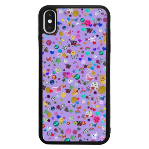 Apple iPhone Xs Max Stars and Rainbow Black Glossy Θήκη