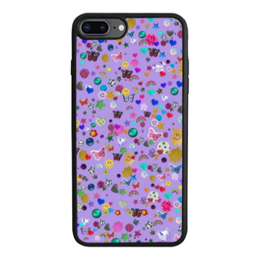 Apple iPhone 7 Plus Stars and Rainbow Black Glossy Θήκη