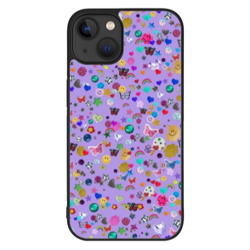 Apple iPhone 13 Mini Stars and Rainbow Black Glossy Θήκη