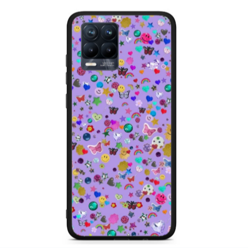 Realme 8  Stars and Rainbow Black Glossy Θήκη