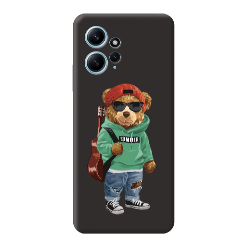 Xiaomi Redmi Note 12 4G Summer Tedy Black Colored Silicone TPU Θήκη