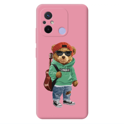 Xiaomi Redmi 12C Summer Tedy Pink Colored Silicone TPU Θήκη