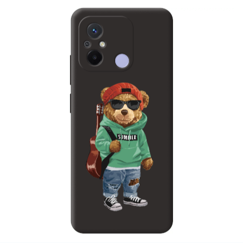 Xiaomi Redmi 12C Summer Tedy Black Colored Silicone TPU Θήκη