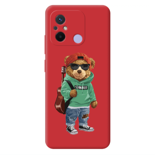Xiaomi Redmi 12C Summer Tedy Red Colored Silicone TPU Θήκη