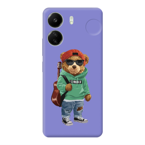 Xiaomi Redmi 13C Summer Tedy Purple Colored Silicone TPU Θήκη