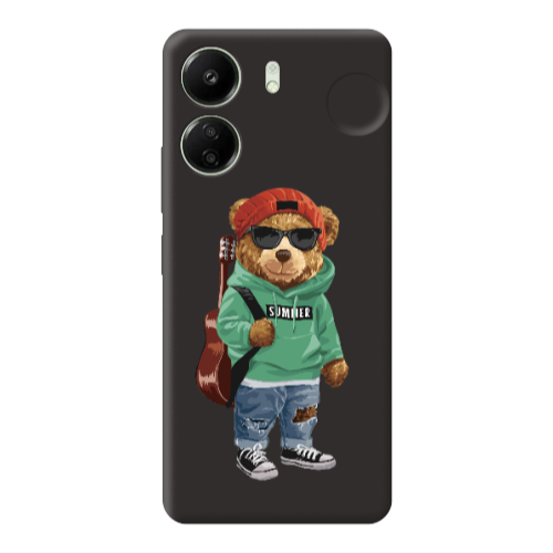 Xiaomi Redmi 13C Summer Tedy Black Colored Silicone TPU Θήκη