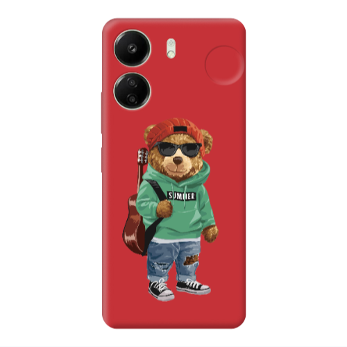 Xiaomi Redmi 13C Summer Tedy Red Colored Silicone TPU Θήκη