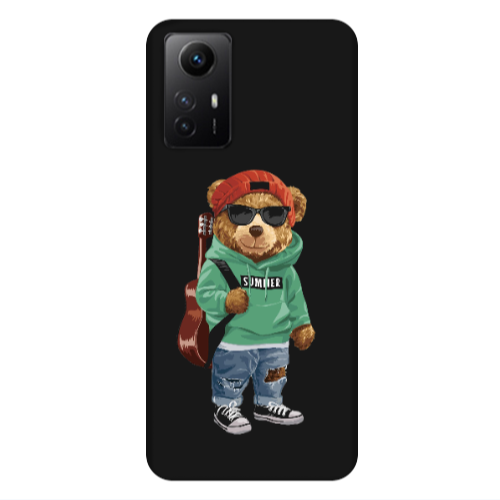 Xiaomi Redmi Note 12s Summer Tedy Black Colored Silicone TPU Θήκη