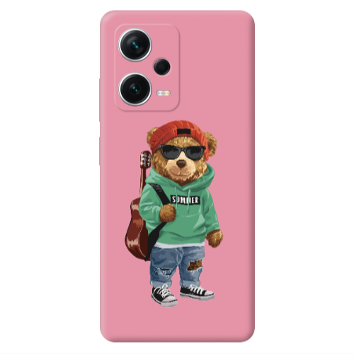 Xiaomi Poco X5 Summer Tedy Pink Colored Silicone TPU Θήκη