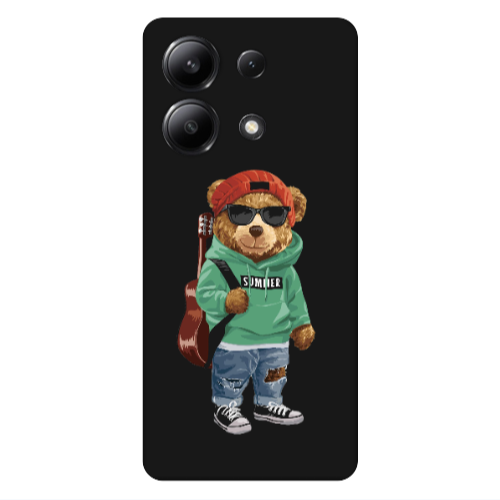 Xiaomi Redmi Note 13 4G Summer Tedy Black Colored Silicone TPU Θήκη