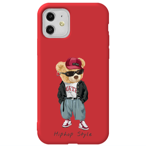 Apple iPhone 11  Hip hop style Red Colored Silicone TPU Θήκη