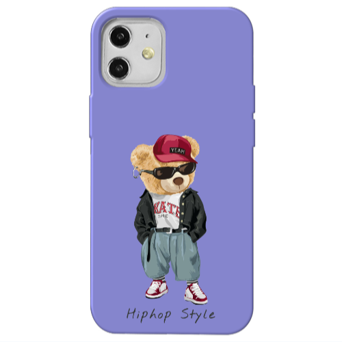 Apple iPhone 12 Hip hop style Purple Colored Silicone TPU Θήκη