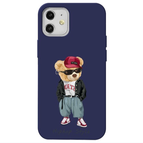 Apple iPhone 12 Hip hop style Dark blue Colored Silicone TPU Θήκη