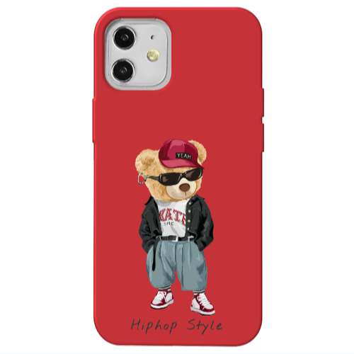 Apple iPhone 12 Hip hop style Red Colored Silicone TPU Θήκη