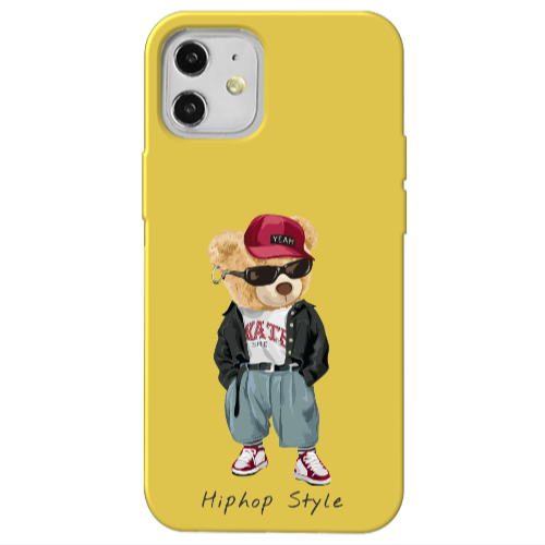 Apple iPhone 12 Hip hop style Yellow Colored Silicone TPU Θήκη
