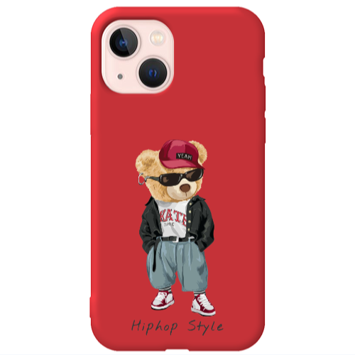 Apple iPhone 13 Hip hop style Red Colored Silicone TPU Θήκη