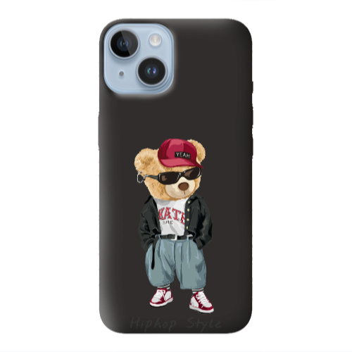 Apple iPhone 14  Hip hop style Black Colored Silicone TPU Θήκη