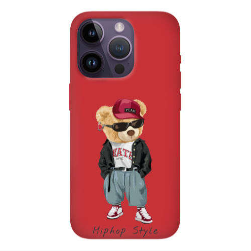 Apple iPhone 14 Pro  Hip hop style Red Colored Silicone TPU Θήκη