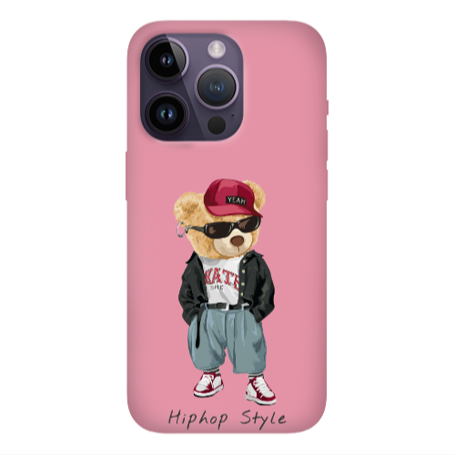 Apple iPhone 14 Pro Max Hip hop style Pink Colored Silicone TPU Θήκη