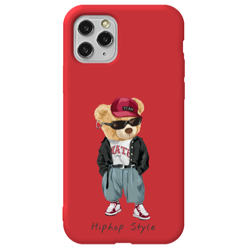 Apple iPhone 11 Pro Max Hip hop style Red Colored Silicone TPU Θήκη