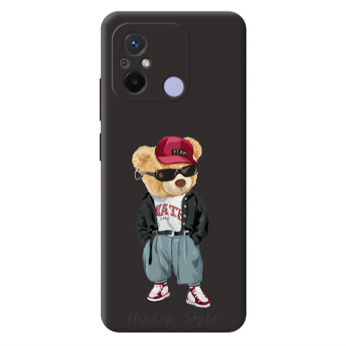 Xiaomi Redmi 12C Hip hop style Black Colored Silicone TPU Θήκη