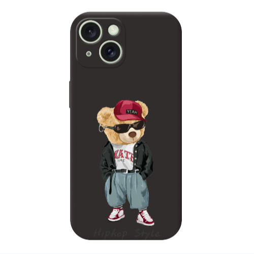 Apple iPhone 15 Hip hop style Black Colored Silicone TPU Θήκη