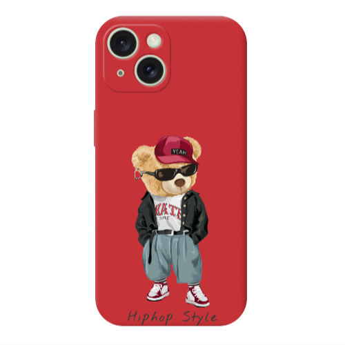 Apple iPhone 15 Hip hop style Red Colored Silicone TPU Θήκη