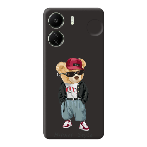 Xiaomi Redmi 13C Hip hop style Black Colored Silicone TPU Θήκη
